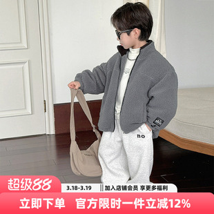 男童冬装外套2026新款儿童秋冬款加厚毛毛衣男孩冬季保暖洋气上衣