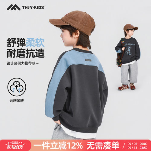 男童卫衣春秋款2026秋装新款儿童中大童男孩秋季圆领套头长袖上衣