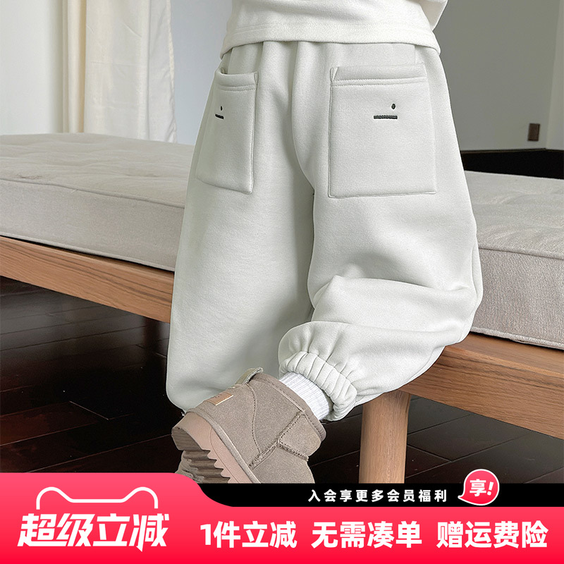 男童加绒裤子运动裤卫裤2025秋冬新款儿童加厚保暖一体绒休闲长裤