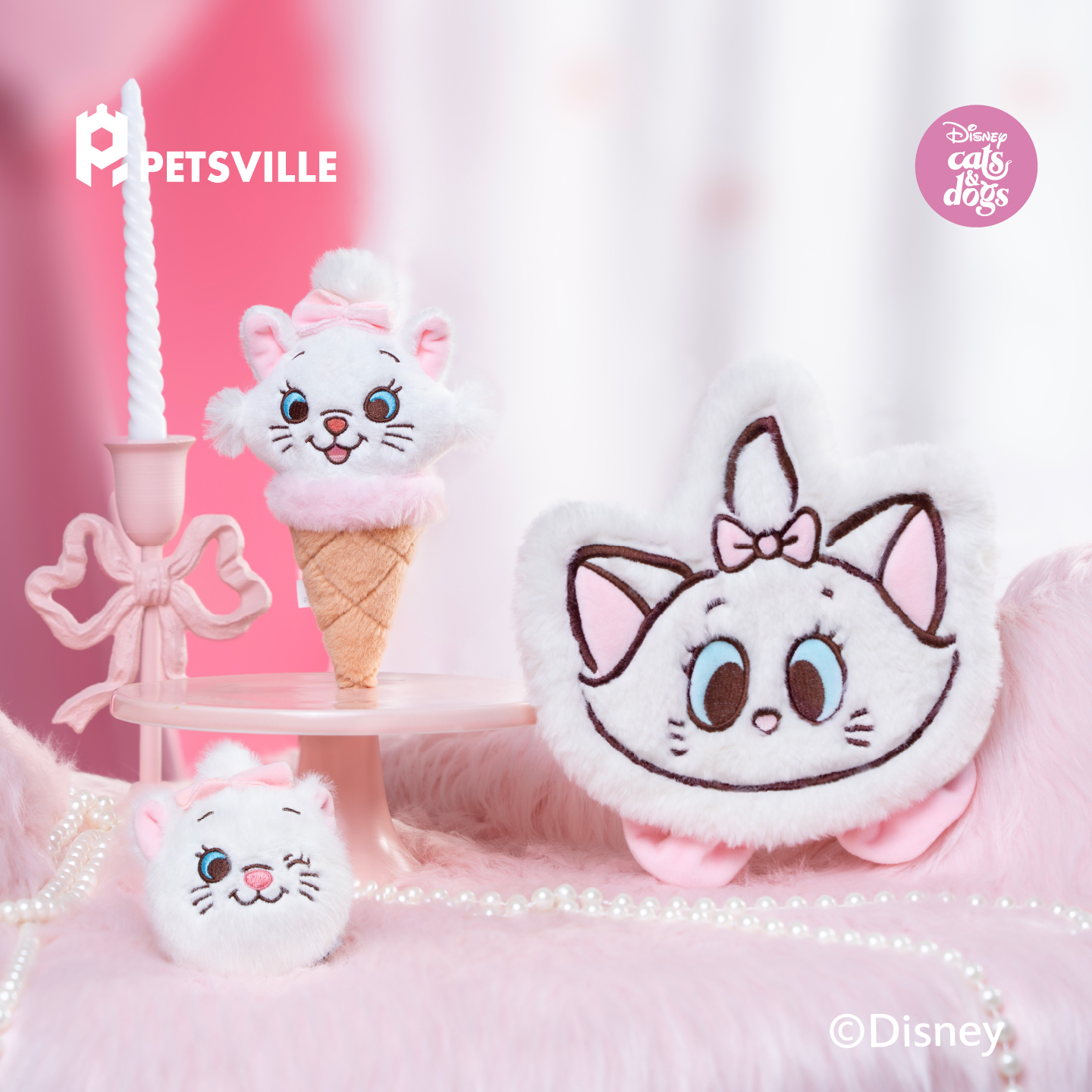 派思维迪士尼宠物玩具球玛丽猫系列毛绒发声玩具互动巡回响纸陪伴