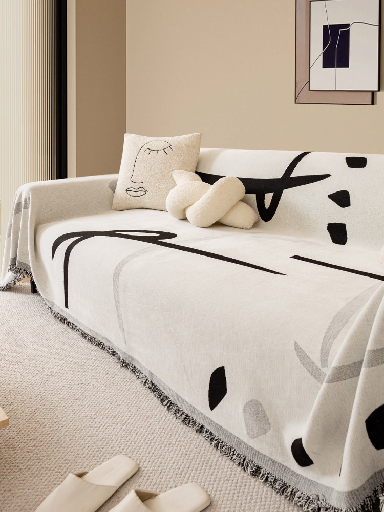 简约现代雪尼尔四季通用沙发盖布沙发坐垫双面懒人全盖沙发巾套罩