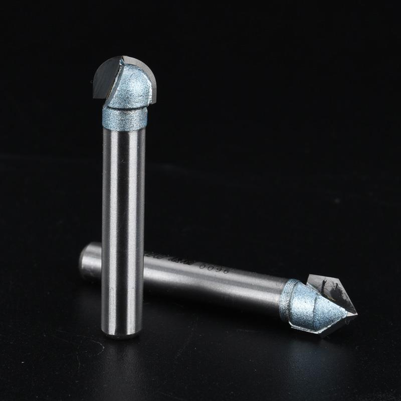 浪潮90度v型刀木工铣刀修边机刀头铝塑板开槽集成墙面折边圆底刀
