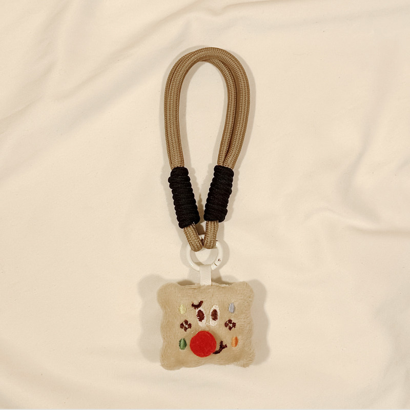 휴대 전화 매는 밧줄 크리 에이 티브 귀여운 겨울 플러시 쿠키 입체 플러시 곰 머리 짧은 휴대 전화 매는 밧줄 휴대용 분실 방지 핸드 로프 교수형 손목 펜던트 손목 스트랩 교수형 체인 와이드 버전 여성을위한 패치 교수형 로프