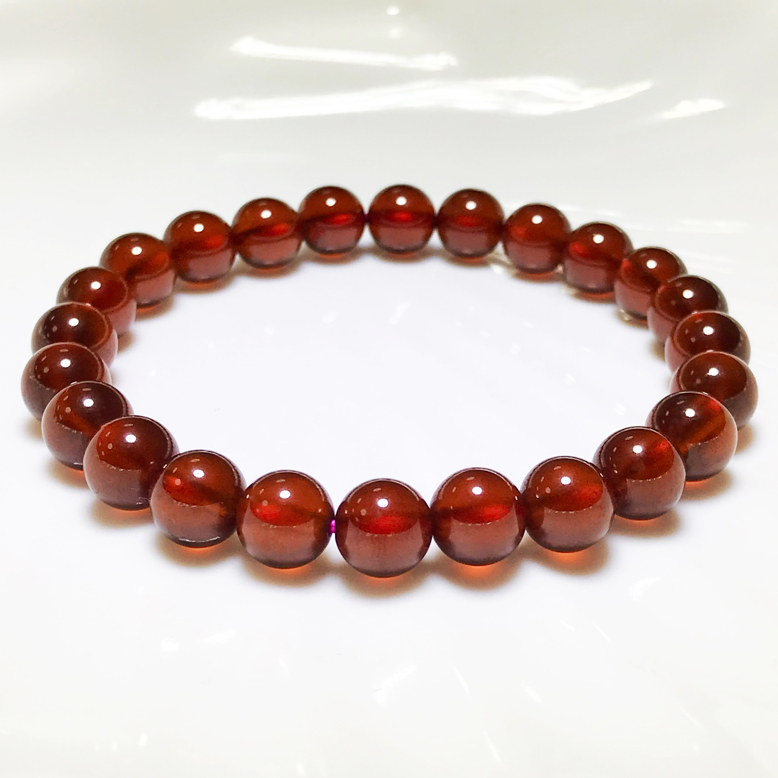 天然水晶冰种橙红石榴石7a巴西手链男女芬达石榴石手串本命年礼物