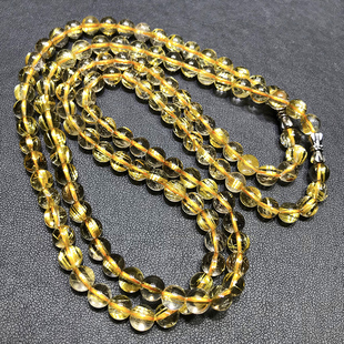 天然巴西老矿金发晶手链项链男女顺发黄发晶猫眼石钛晶黄水晶长链