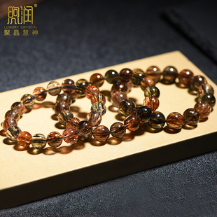 直播珍藏级天然黑金超七手串男女黑超七水晶手链彩发晶骨干顺发钛