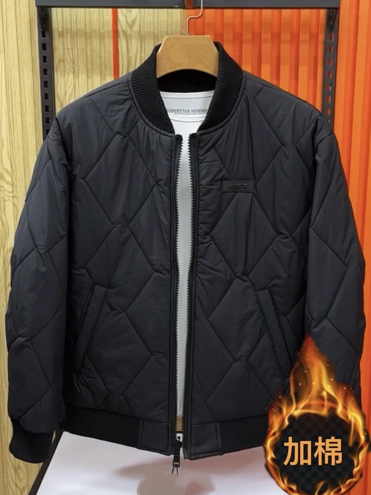 男士冬季双面棒球领薄棉夹克新款