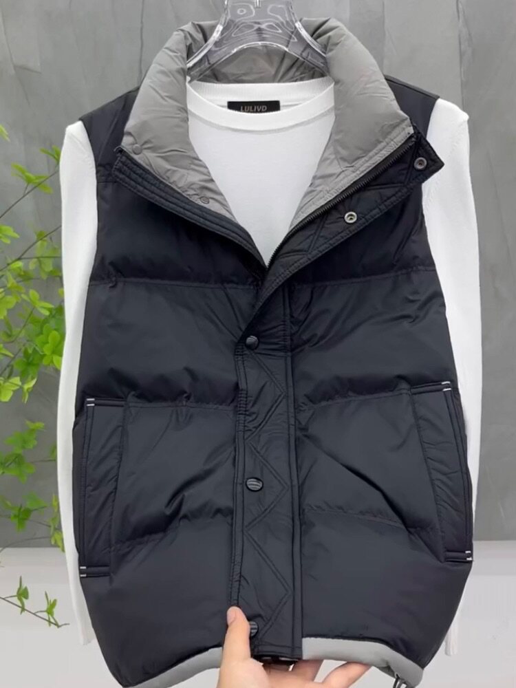WINTER STAND COLLAR LIGHT DOWN COTTON VEST MENS 2022 FASHION SIMPLE TREND PRINT LETTER YOUTH TOP TREND