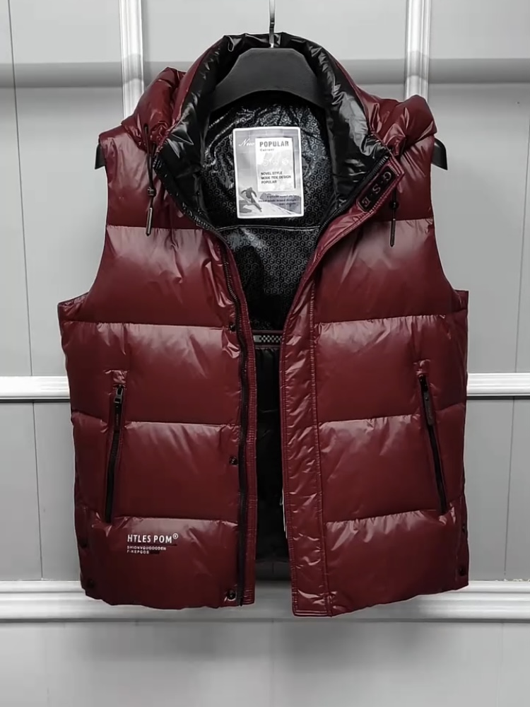 新款男士冬季连帽羽绒马甲2025