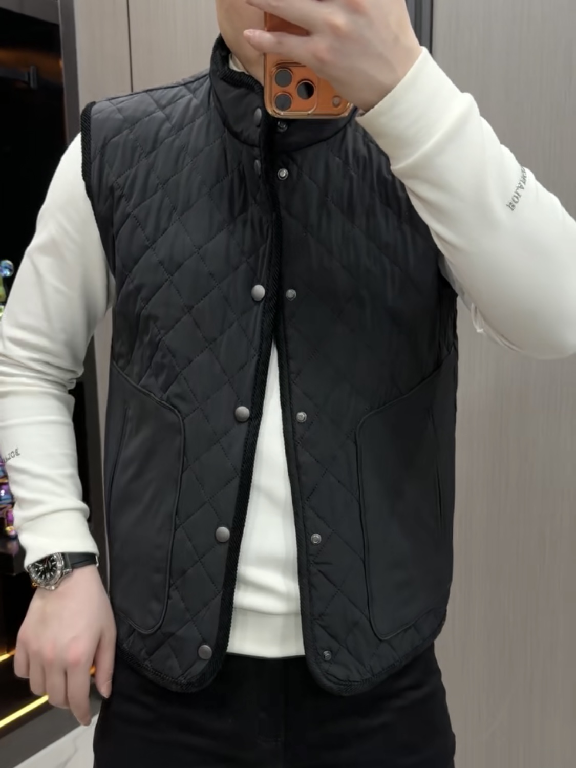 男士冬季新款商务气质薄棉马甲