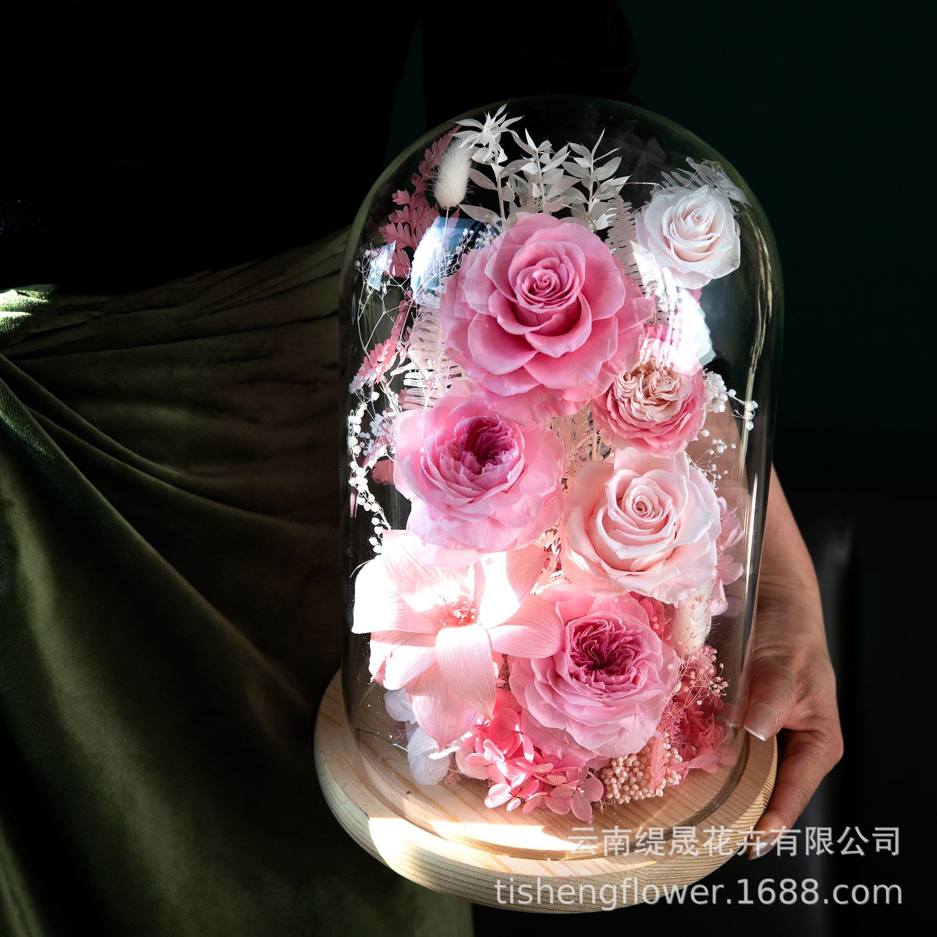 永生花成品玻璃罩超大号玫瑰花礼花坛/花箱