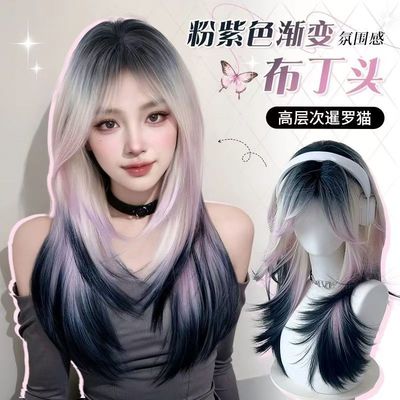 假发全头套女爆顶染层次长发
