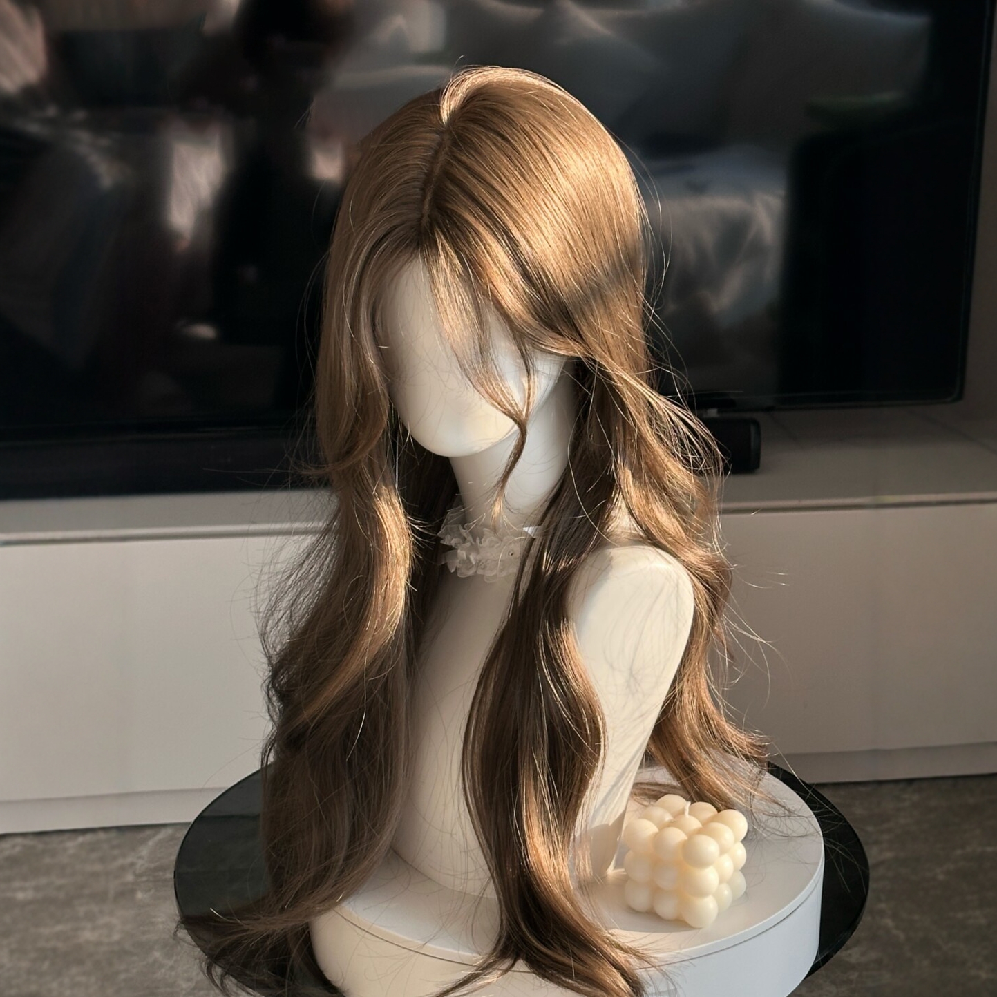 假发全头套日常冷棕色中分长卷发