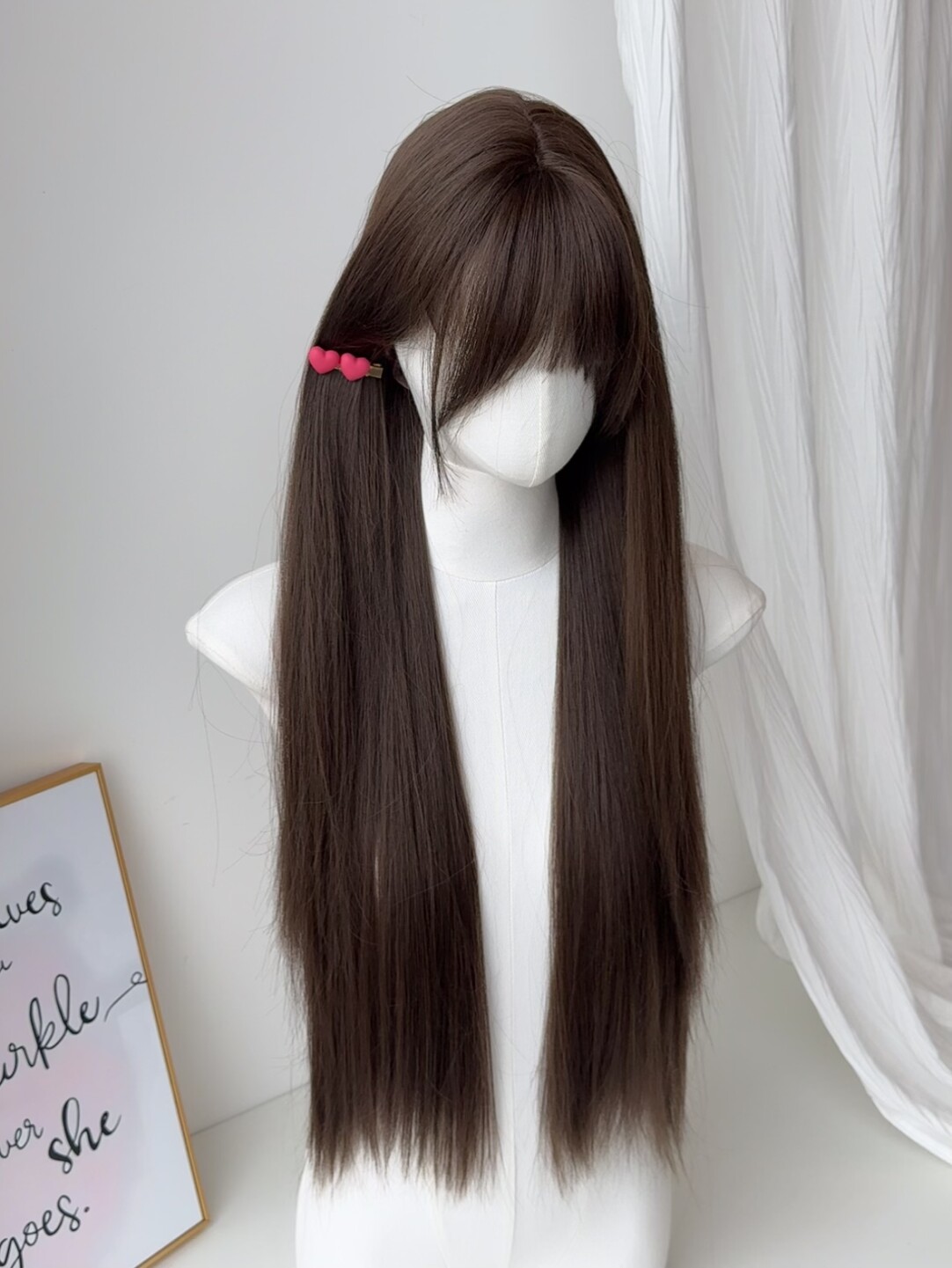 少萝假发女长直发冷棕色80cm超长甜美全头套Lolita日常自然仿真发