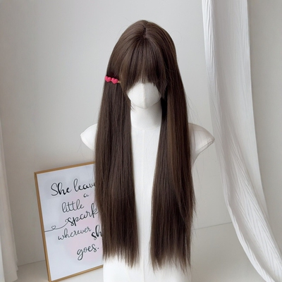 少萝冷棕80cm长直洛丽塔假发