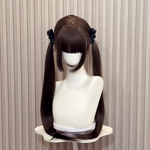 【扎好黑长直】假发女双马尾Lolita长发75cm日常自然仿真发假发套