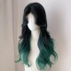绿色假发女中分大波浪黑绿渐变挑染长卷发巴黎画染日常佩戴假发套