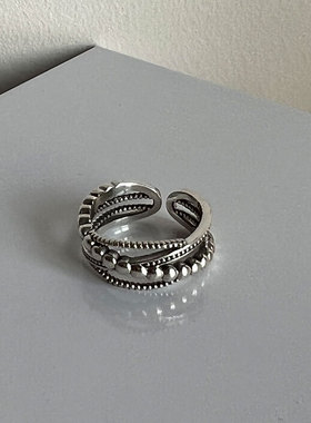 日系cherry kittys925银多层缠绕戒指女小众设计时尚个性潮单戒