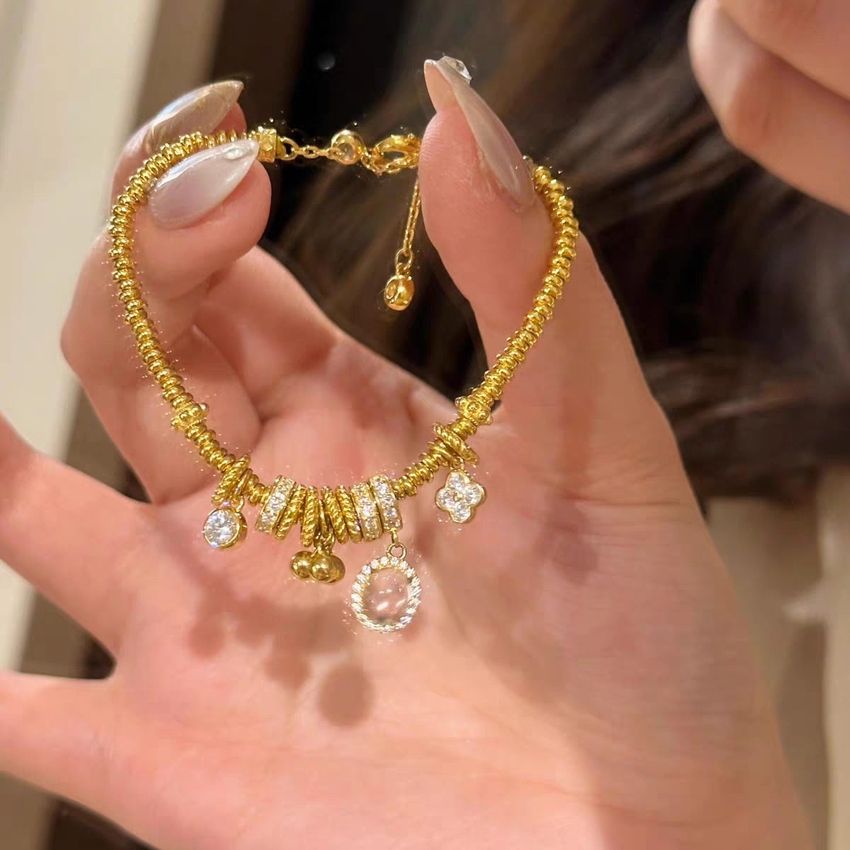 日系设计师topwhits925银新中式龙心盘缠手链跑环女复古水沫玉吊