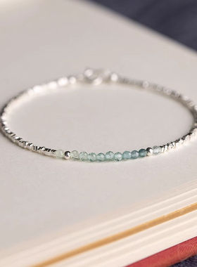 日系cherry kitty新中式碎银子渐变蓝手链女vingate清新百搭手