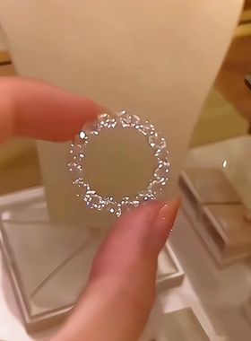 日系cherry kitty超闪满指女ins轻奢小众设计高级感指环个性百搭