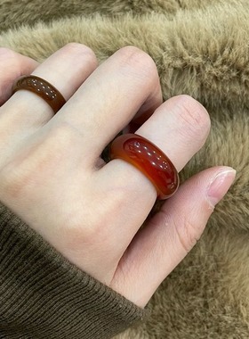 日系Cherry Kitty新中式宫廷红玉髓戒指女vintage小众设计高级感