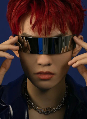 日本cherry kitty新款科技感眼镜蹦迪嘻哈街头墨镜长方形一体