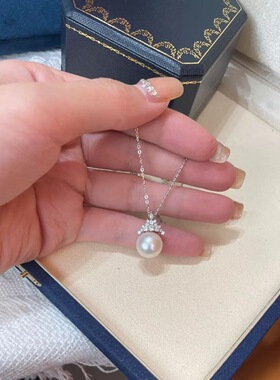 日系设计师topwhit顺源s925银冰雪女王项链施家正圆珍珠项链女式