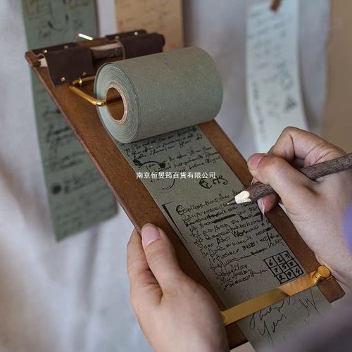 复古便签板夹卷筒便签纸可撕无粘风空白木板便签本留言本空白
