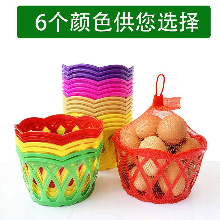 圆形网兜蒌包邮装鸡蛋篮子塑料编织包装子的超市喜蛋筐小手提鸡蛋