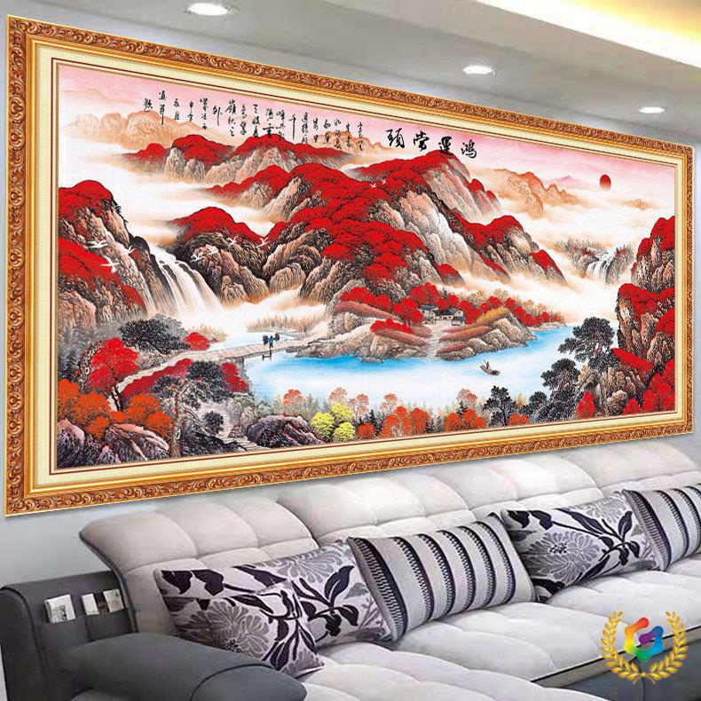 ?2023新款十字绣鸿运当头珍藏版客厅大幅线绣大气风景画手工自己