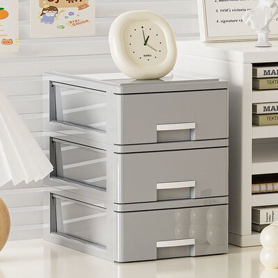 抽屉式收纳盒桌面A4文件多层储物柜办公室工位整理书桌文具置物架