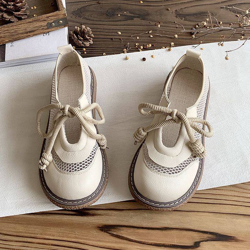 森系学院风网鞋女夏季镂空洞洞鞋厚底透气2024新款日系大头娃娃鞋