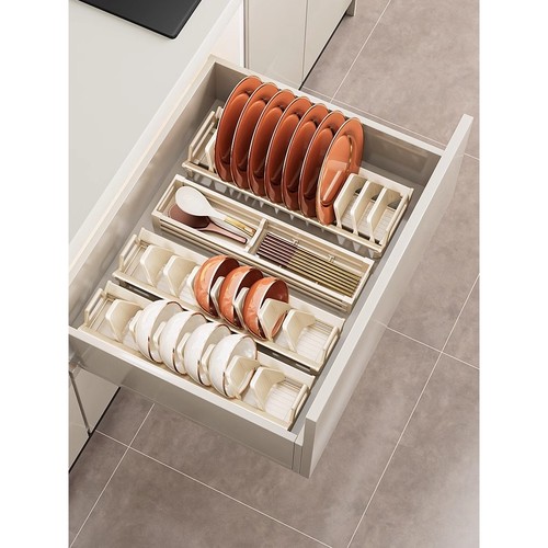 厨房精选沥水置物架橱柜提拉式碗碟筷勺置物收纳架家庭加厚