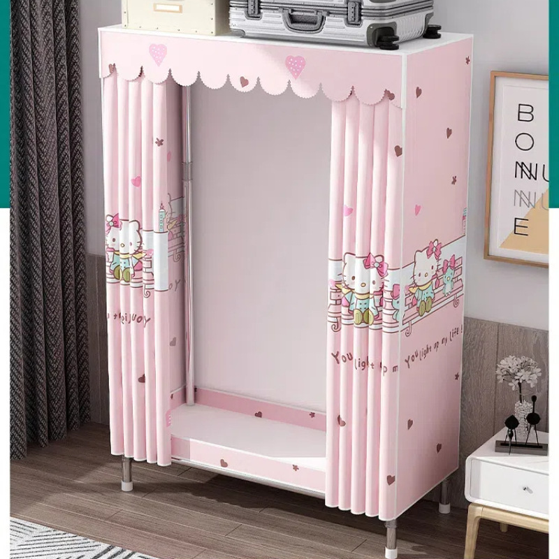 出租房单双人拉链款布衣柜子合金钢接头简易衣柜组装收纳现代简约