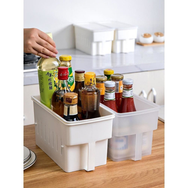 家用带盖冰箱保鲜盒厨房收纳盒带把手厨房高柜收纳分格杂物整理盒
