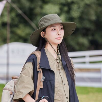 纯色简约男女通用渔夫帽夏季透气极简露营帽户外防晒登山钓鱼盆帽