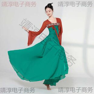 古典舞蹈服装飘逸女汉唐齐胸裙表演练功服飘带身演出服长款纱衣