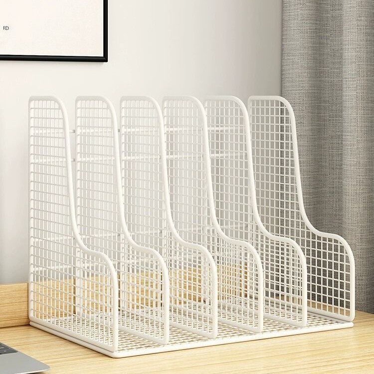 文件架金属文件桌面办公桌a4书立置物架四栏文件夹档案收纳盒书架