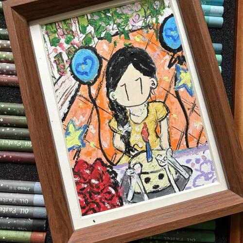 newmasus风格来图定 制 纯手绘 手绘油画棒 带画框手绘实物版 礼