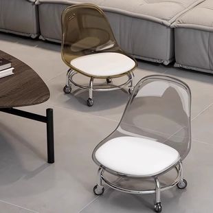 万向轮小凳子靠背可移动小椅子滑轮矮凳家用小板凳懒人滑滑椅