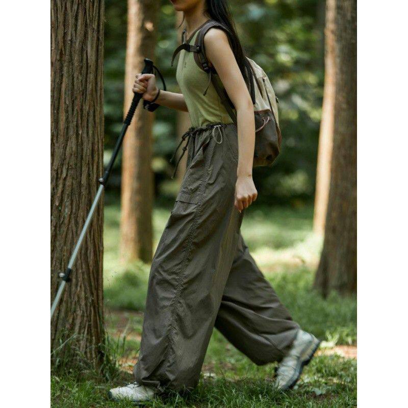 纸袋夏季透气超轻薄户外登山降落伞裤男女速干工装裤女小个子宽松