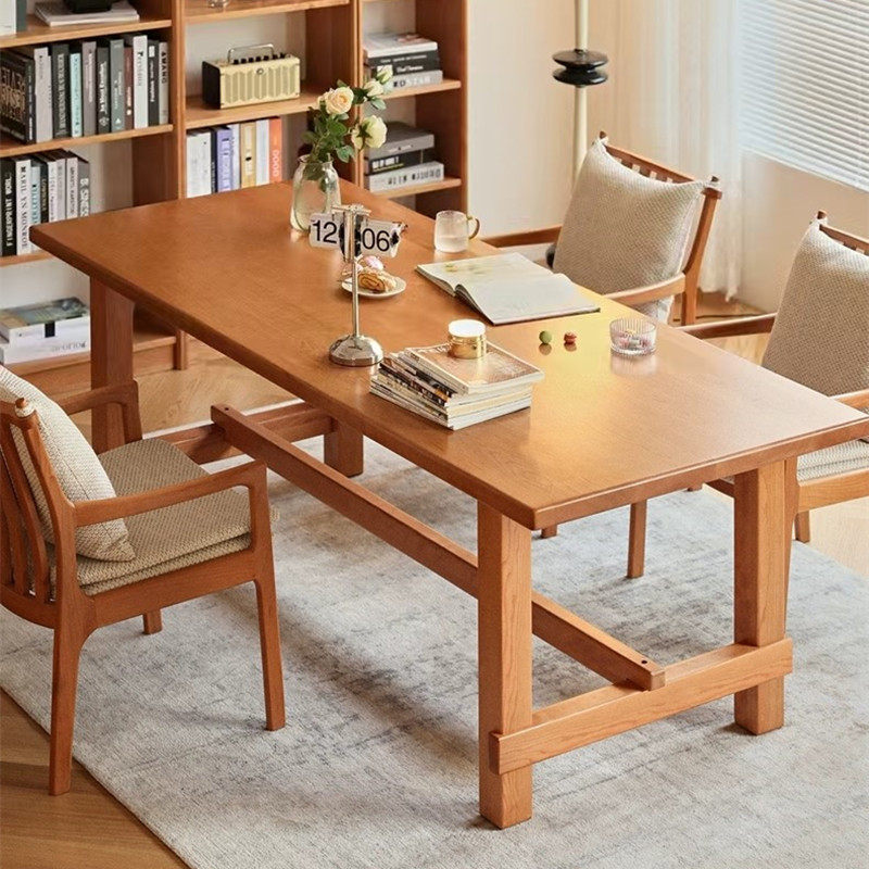 北欧实木餐桌椅组合樱桃木长方形饭桌家用小户型原木大板桌工作台,住宅家具,实木餐桌,淘宝优惠券,粉丝福利购,淘宝优惠卷