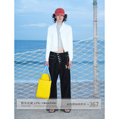 中低腰宽松阔腿裤 出逃赤岗西 复古斜门襟排扣设计原牛直筒牛仔裤