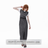 半身裙 长裙复古错位腰头显瘦A字中长款 出逃赤岗西 设计感开衩西装