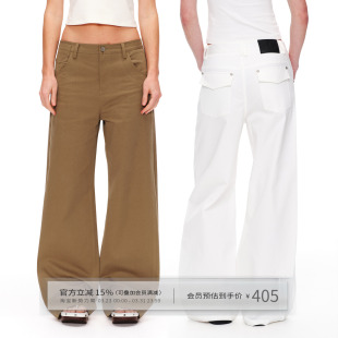宽松直筒裤 双色小狗挂件廓形中低腰休闲裤 春 复古经典 出逃赤岗西