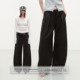 出逃赤岗西 男女春秋西裤 黑色弯刀廓形阔腿西装 垂感宽松休闲裤 裤