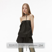 出逃赤岗西 原创一字肩两穿黑色抹胸连衣裙女夏松紧显瘦半身长裙