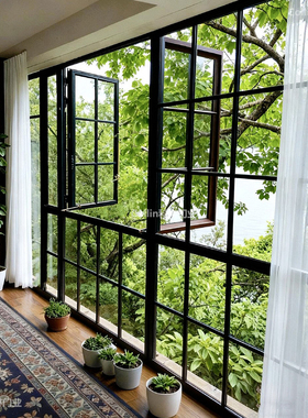 法式复古老钢窗平开窗老洋房别墅断桥窗阳台封窗自建房拱形落地窗