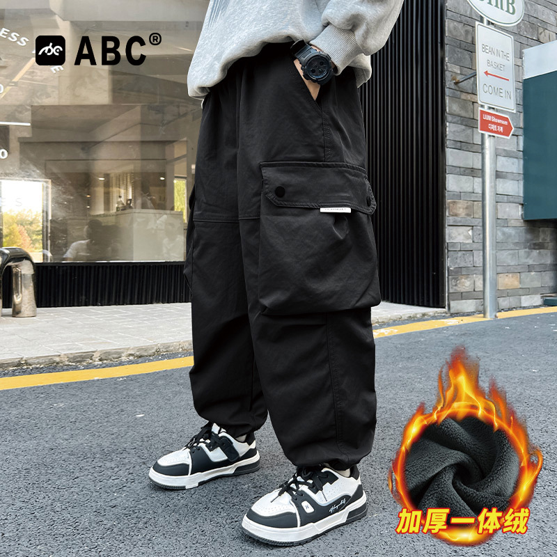 ABC男童秋冬加绒工装裤